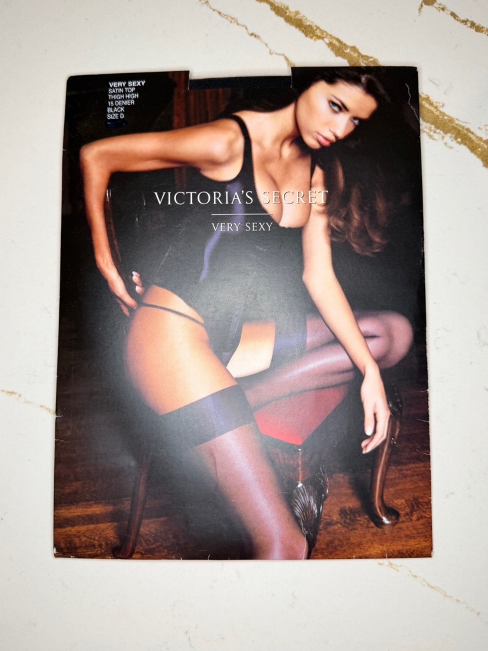 Victoria's Secret Vintage Very Sexy Thigh High Stocking Black size D New